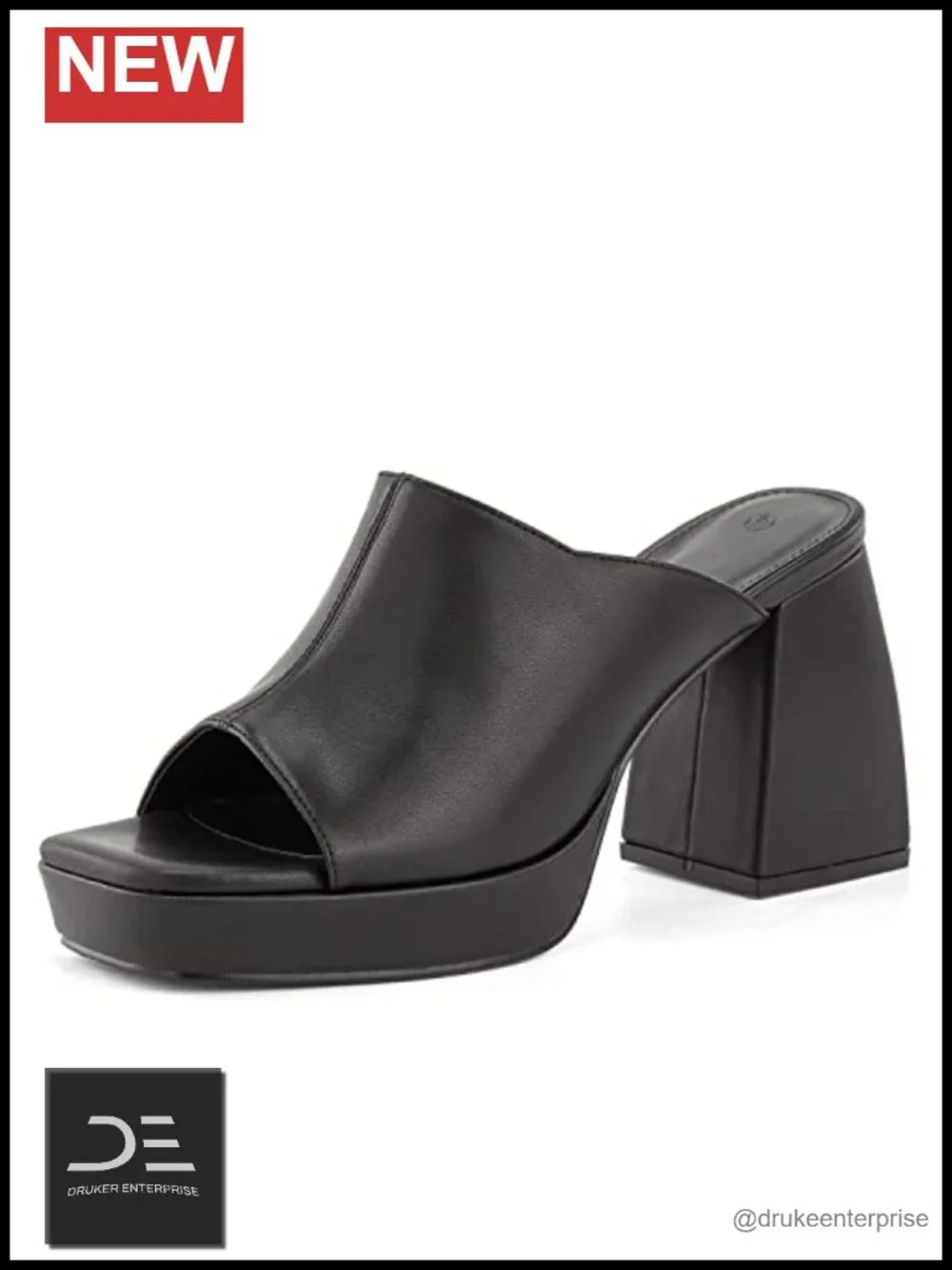 Chunky Platform Heeled Sandals Square Toe Slip On Mules